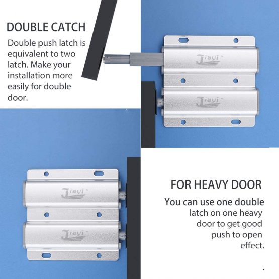 Magnetic Push Latch for Cabinets Jiayi 2 Pack Cupboard Double Push to Open Door Catches for Kitchen Heavy Duty Push Open Touch Opener Closet Door Close RV Drawer Closer Wardrobe Closure - Image 4