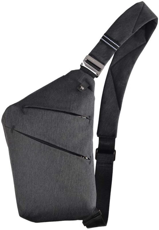 OSOCE Sling Chest Bag Cross Body Shoulder Backpack Anti Theft Travel Bags Daypack for Men Women B13-007, Black, L