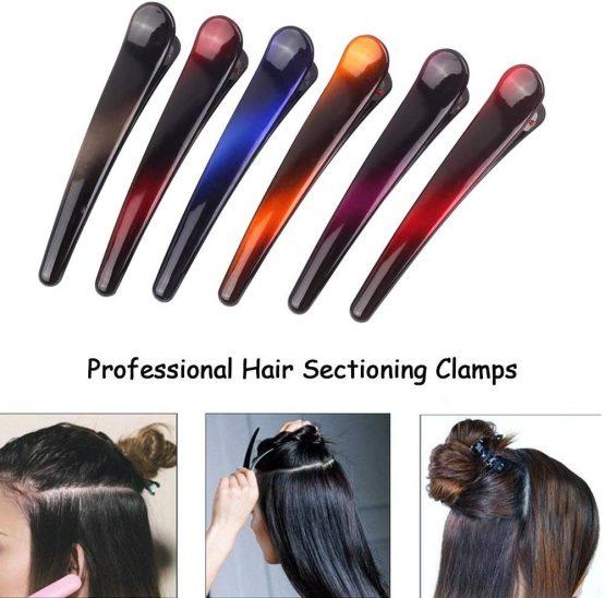 12pcs Sectioning Clips + 1pcs Antistatic Tail Comb, Multicolor Professional Hair Clamp Grips for Women Girls Hairdressing Styling Salon Tool (Gradient Color) - Image 3