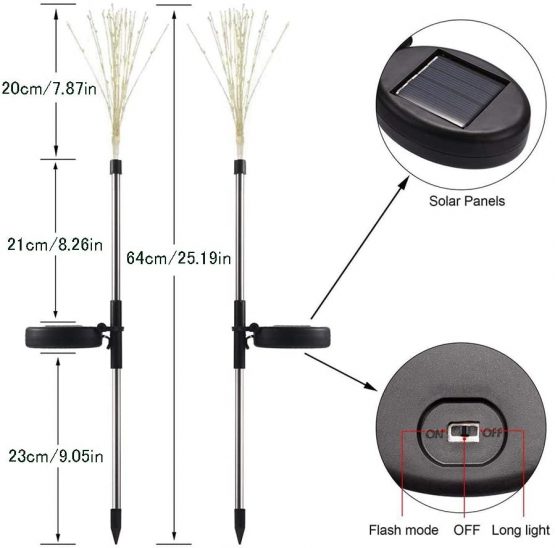 Solar Garden Lights Outdoor, 2 x Solar Firework Lights Warm White LED Solar Starburst Lights with 2 Lighting Modes Twinkling and Steady-ON for Garden, Patio, Yard, Flowerbed, Parties - Image 3
