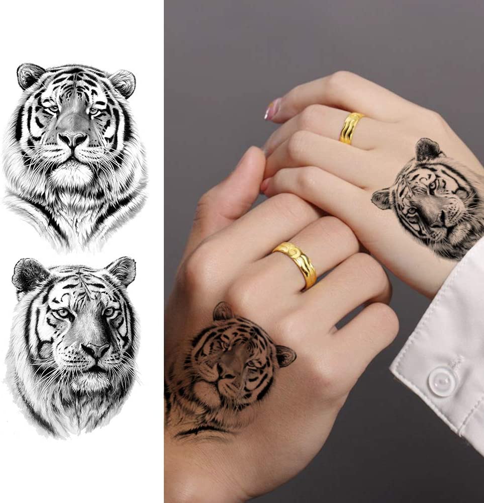 LAROI 10 Sheets Large Realistic Animal Tiger Temporary Tattoos For Men Arm Soldier Fake Tattoos Temporary Adults Women Scorpion Wolf Deer Elk Eagle Bear Dot Sketch Black Tatoo Stickers Girls Kids - Image 3