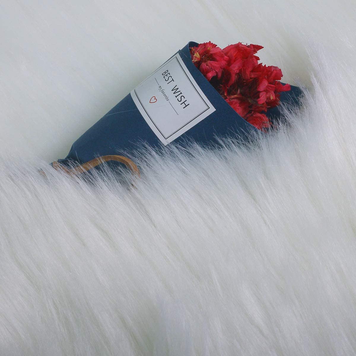 HEQUN Faux Fur Rug, Fluffy Rug, Shaggy Rugs,Faux Sheepskin Rugs Floor Carpet for Bedrooms Living Room Kids Rooms Decor (White - Image 4