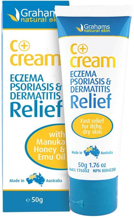 Grahams Natural C+ Eczema Cream, Clinically Proven, All-Natural, Steroid-Free, for Dry Skin Itch Relief, Inflammation