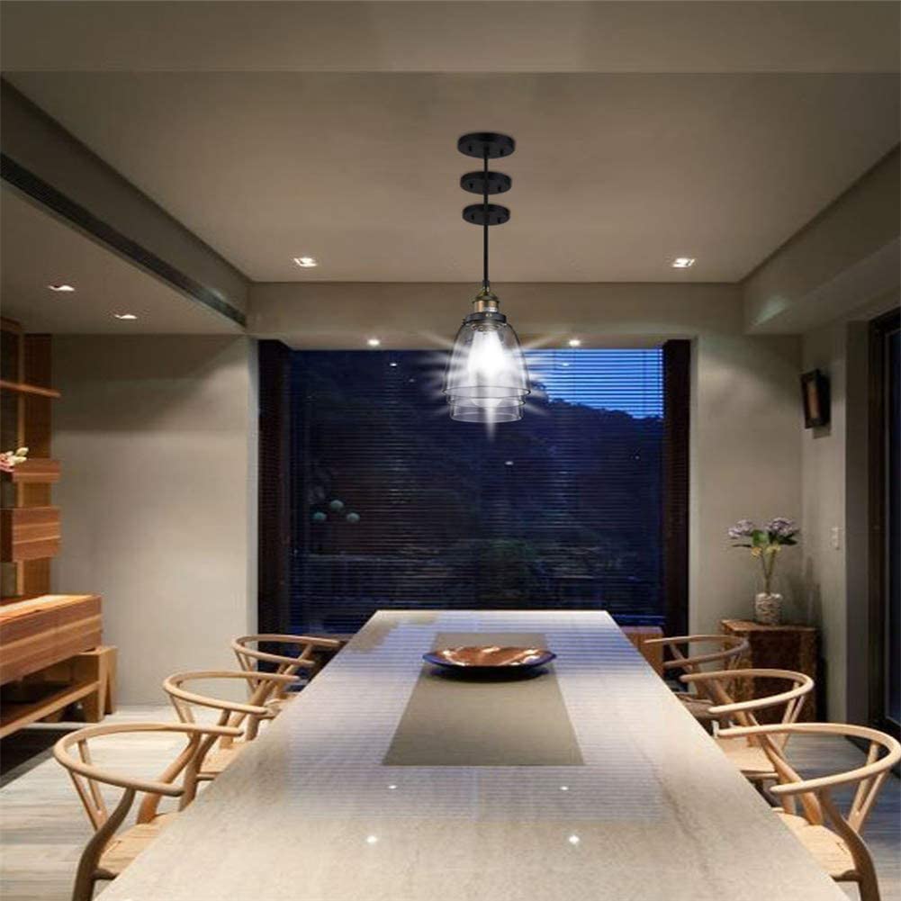 Unimall Vintage Industrial Glass Pendant Lights Living Room Retro Clear Glass Lampshade Pendant Ceiling Lamp with Bronze Metal E27 Base Hanging Lighting Fixture for Bedroom Kitchen Restaurant - Image 4
