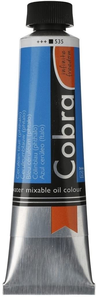 Cobra Artist Water-Mixable Oil Colour Tube 40 ml - Cerulean Blue Phthalo 535 - High Pigmentation - Solvent-Free