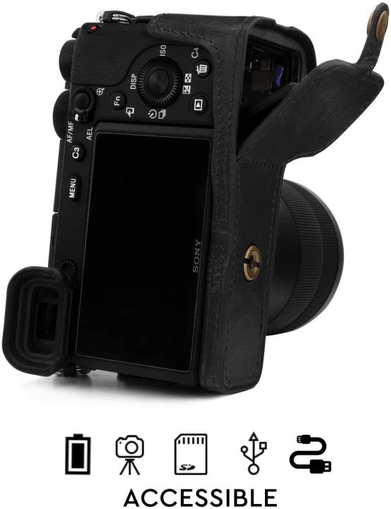 MegaGear Ever Ready Leather Camera Half Case compatible with Sony Alpha A6600 - Image 4