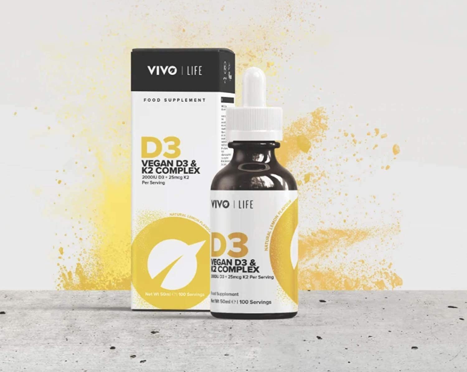 Vivo life - Vitamin D3 K2, 50ml Liquid Complex Drops, 2000iu of D3, Vegan Health Supplement for Men and Women 100 Servings - Image 2