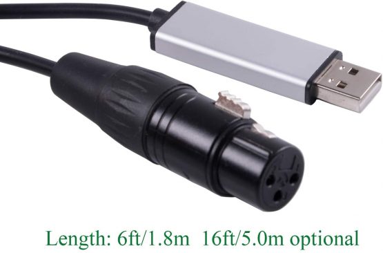 USB to DMX Interface Adapter RS485 Converter Serial 3PIN XLR LED DMX512 Freestyler Software PC to Stage Lighting Control Dimmer Cable With FTDI Chip Support Win10 Mac OS (6ft) - Image 2