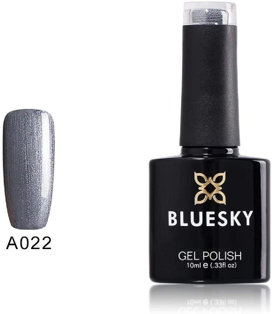 Bluesky Gel Nail Polish, Shiny Asphalt A022, Dark Grey, Glitter, Long Lasting, Chip Resistant, 10 ml (Requires Drying Under UV LED Lamp)