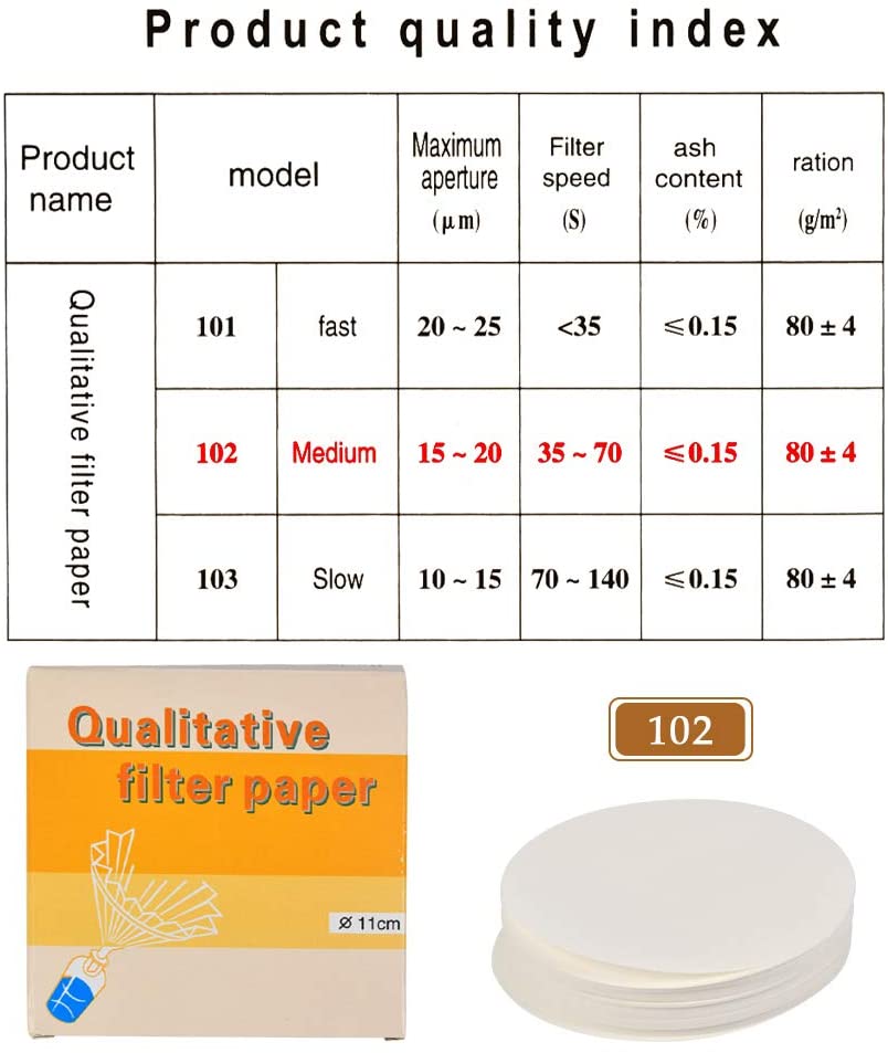 TIMESETL Qualitative Filter Paper 100 PCS Round Medium Flow Rate 11cm Dia Laboratory Filtration Lab Supplies - Image 3