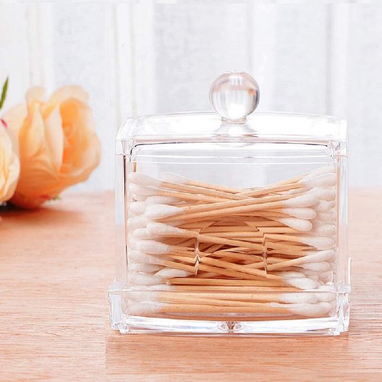 Cotton Pads Holder Makeup Organizer，Cotton Pad Dispensers Cotton Pads Holder & Cotton Buds Container Makeup Organizer Transparent Sponge Box（2 Pcs） - Image 4