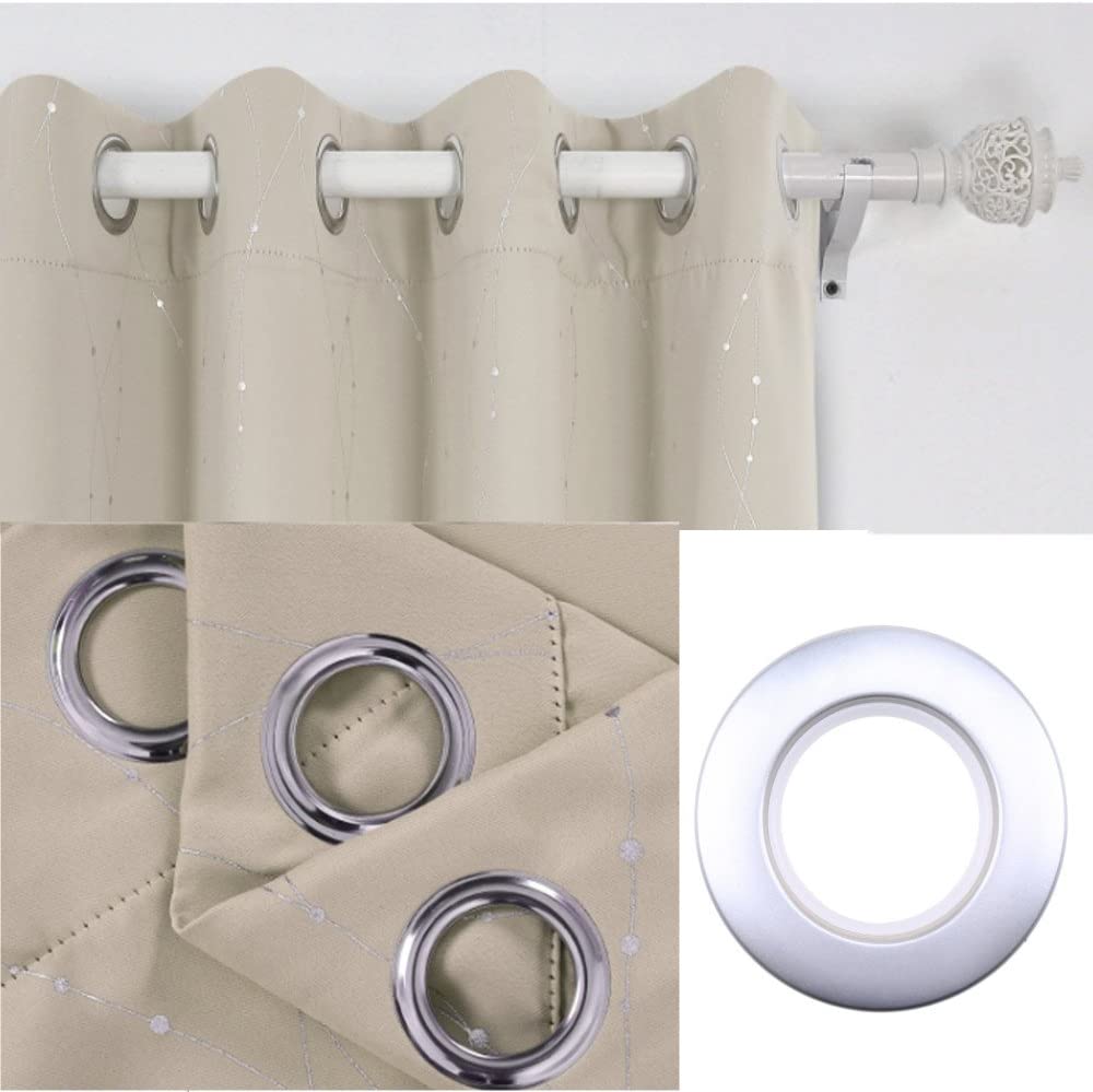 WCIC 32PCS Curtain Grommet Kit 40mm Plastic Eyelet Rings DIY Nanoscale Silencing Roman Rings for Window Shower Curtain Rod Matte Silver - Image 3