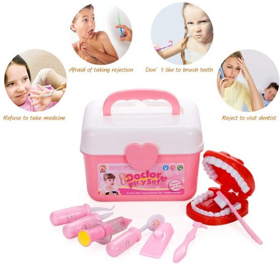 Gifts2U Doctor Set for Kid Girl Toy Doctor Kit 37 Pcs Pretend Play Toys Dentist Medical Role Play Educational Toy with Doctor Costume Playset for 3 4 5 Year Old Children - Image 2
