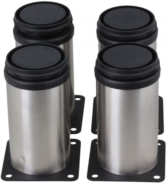 BQLZR Stainless Steel Kitchen Adjustable Feet Round Furniture Leg Pack of 4
