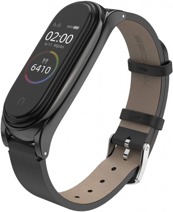 BDIG Mi band 3 Mi Band 4 strap Replacement Leather Strap Wristband WatchBand Accessories for Xiaomi Mi Band 4 Mi Band 3(Original Fashion Design) (Plus Black)