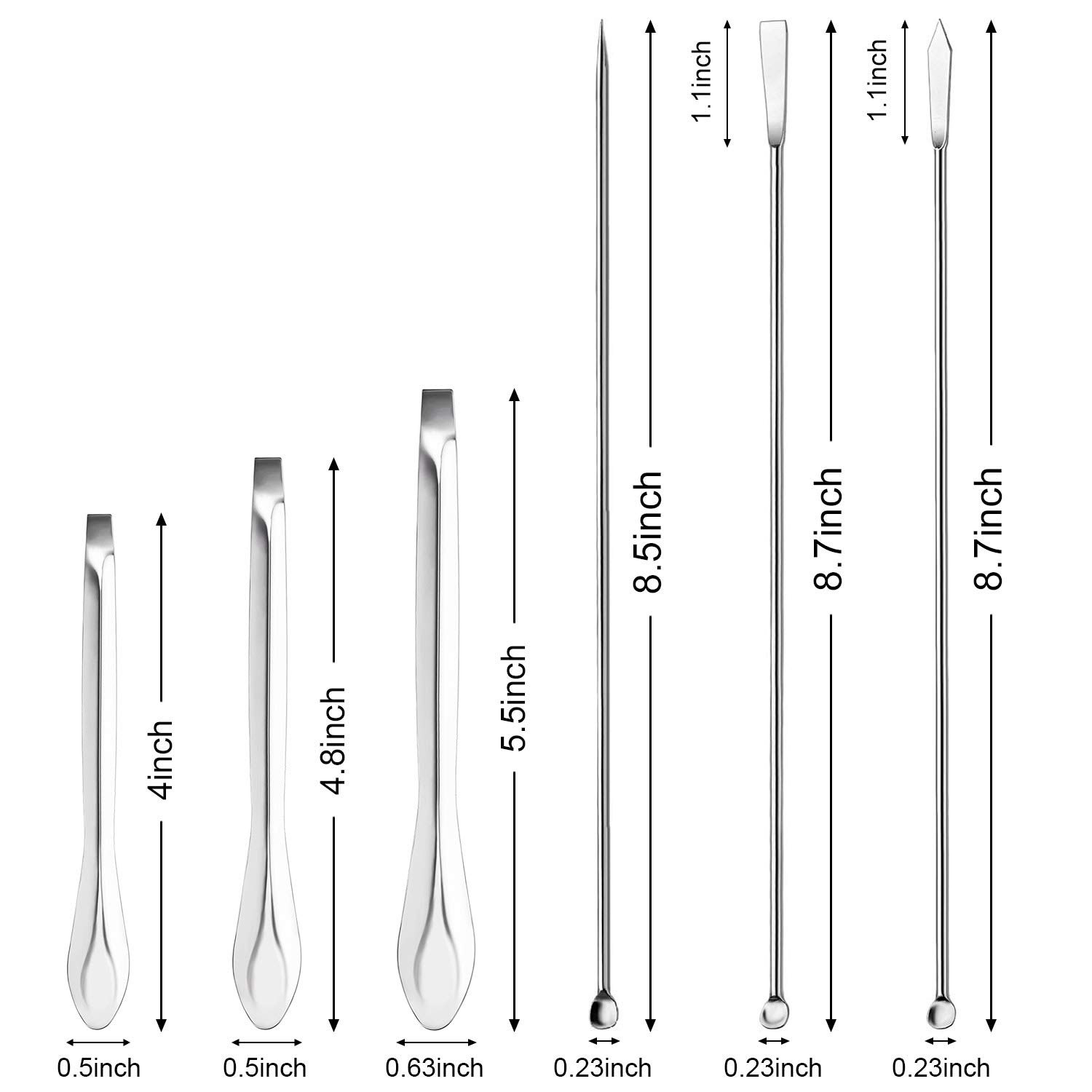 thumbnail image 2 of Stainless Steel Lab Spatula 13-Piece & Micro Scoop Set - For Mixing, Sampling, Crafts, Glue & Powder Measuring Stainless Steel Micro Scoops And Spatulas 2 of 14