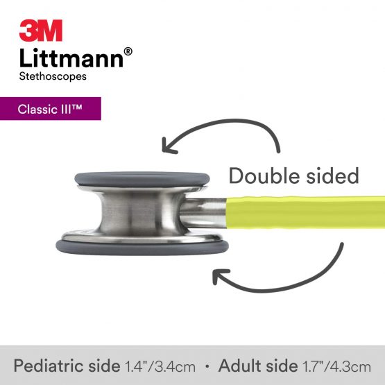 3M Littmann Classic III Monitoring Stethoscope, Lemon-Lime Tube, 69 cm, 5839 - Image 4