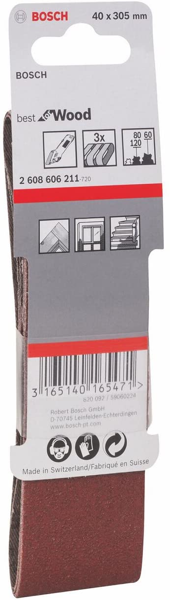 Bosch 3X PRO Paint on Wood and Hardwood X440 Sanding Belt for Sanders (for Paint on Wood Hardwood, 40 x 305 mm, Grit 60, 80 - Image 3