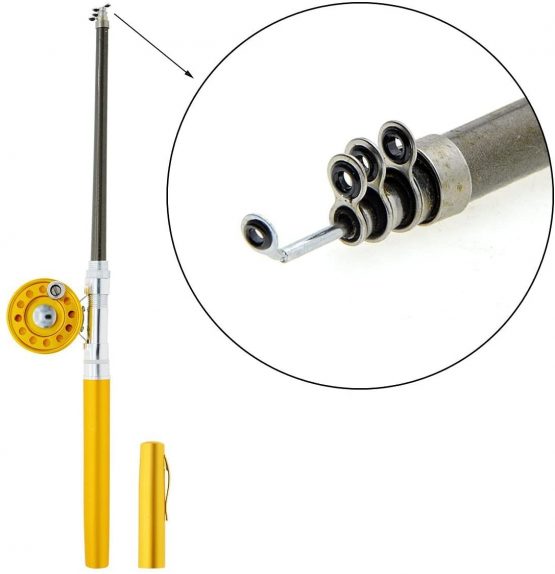 Saim Fly Fishing Rod, Aluminum Alloy Mini Telescopic Portable Pen Fishing Rod 36In(3Ft)
