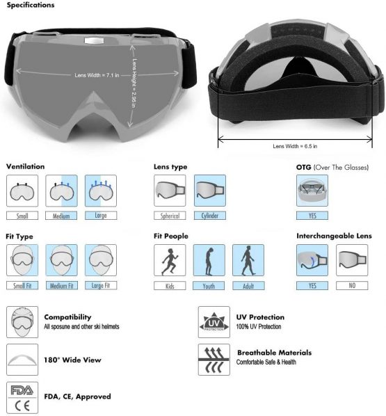 SPOSUNE Motorcycle Goggles, ATV Dirt Bike Off Road Racing MX Riding Goggle Anti-Scratch Dustproof Bendable UV400 Eyewear Padded Soft Thick Foam,Adjustable Strap Adults' Cycling Motocross - Image 4