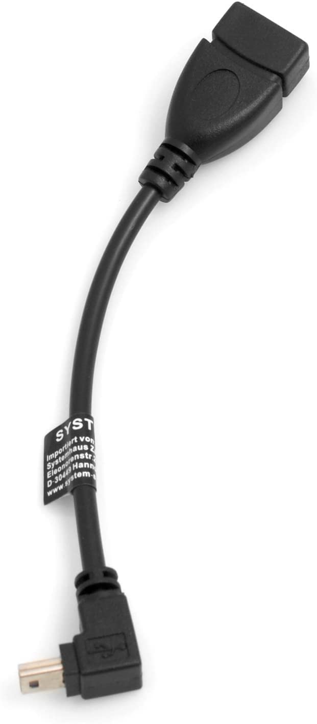 System-S Mini USB Male Reverse Angled 90 Degree USB OTG Host Cable to USB Type A (Female) Adapter Cable 13.5 cm