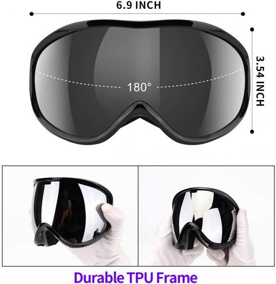 Supertrip Ski Goggles Womens Mens,Anti-fog Anti-glare Skiing Snowboard goggles with 100% UV400 Protection,Helmet Compatible - Image 3