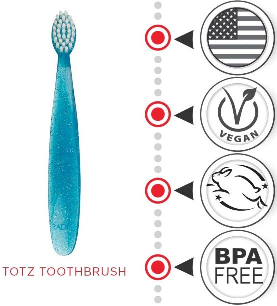 RADIUS Toothbrush Totz Brush Extra Soft Assorted Colors 3 Count | BPA Free and ADA Accepted | Designed for Delicate Teeth and Gums, for Children 18 Months and Up - Image 4