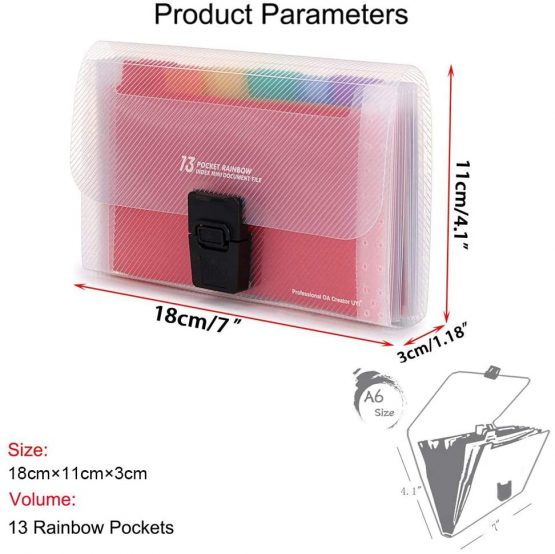 13 Pockets Accordion Receipt Organiser - A6 Mini Plastic Expanding Wallet for Bills, Coupons, Cards, Mini Expandable Portable Small Folder - Image 3