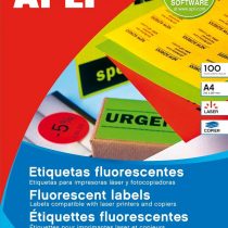APLI 12988 Permanent Fluorescent Green Labels 99.1 x 67.7 mm 100 Sheets