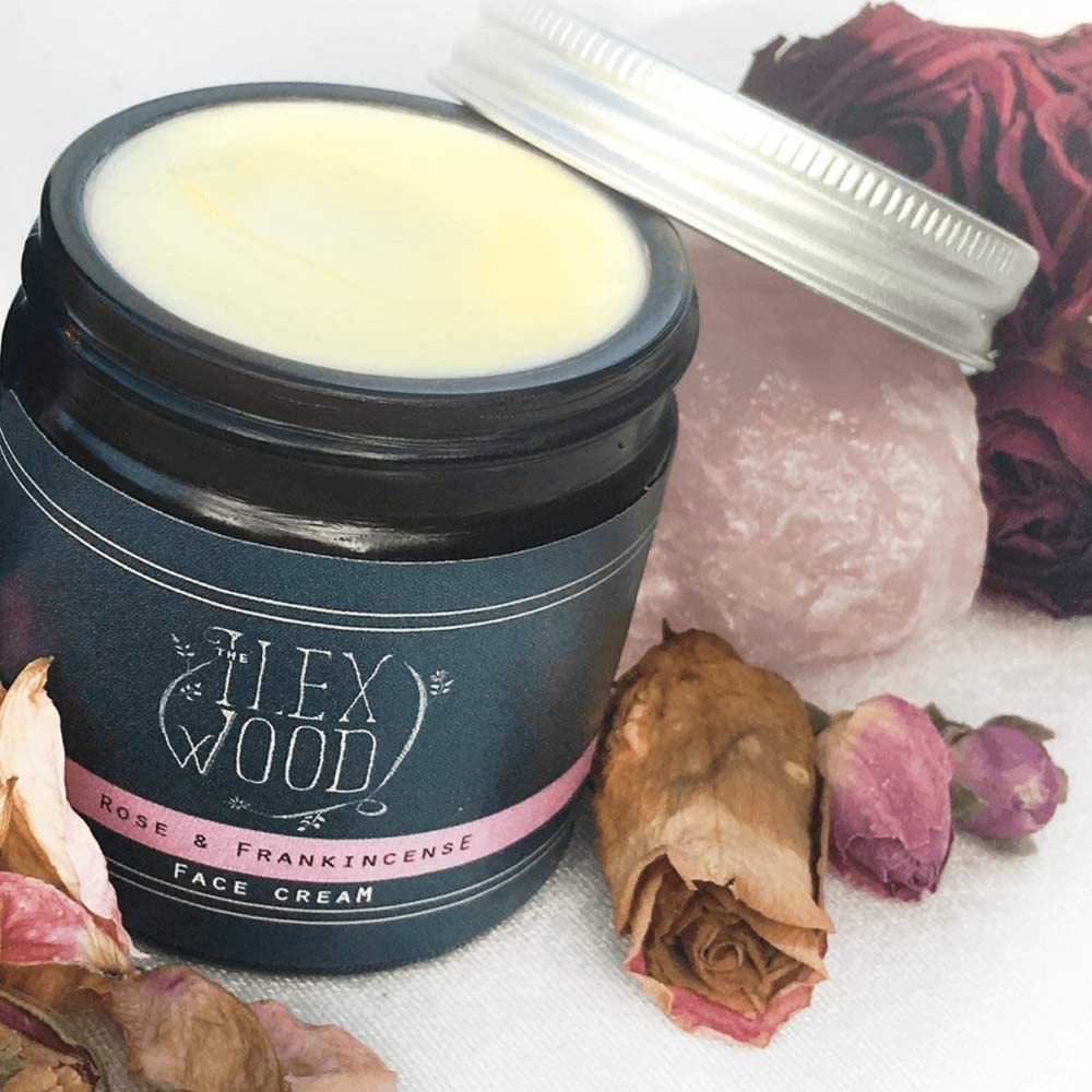 The Ilex Wood, Rose and Frankincense Face Cream, 100% Natural Handcrafted, Vegan, Moisturising, Anti Ageing