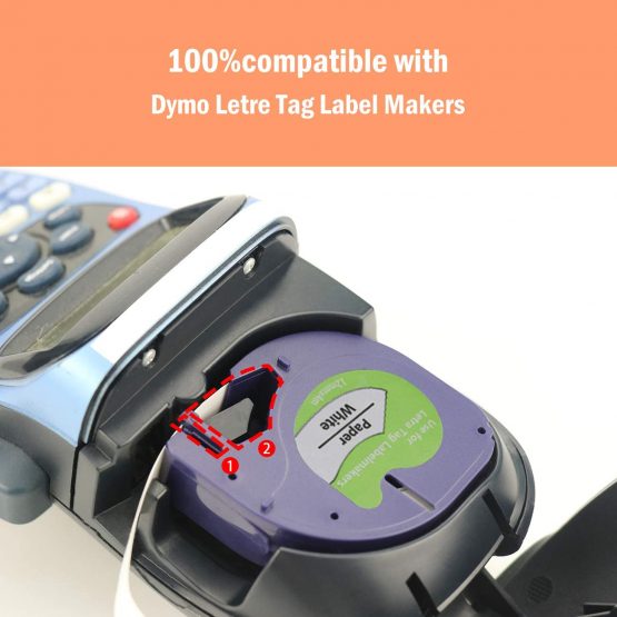 4X Compatible with DYMO LetraTag Paper White Tape 91200 S0721510 12mm x 4m Black on White Paper Refills Tape for DYMO LetraTag LT-100H LT-100T QX50 2000 XR XM Plus LabelMakers - Image 3