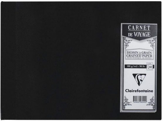 Clairefontaine Canvas Cover Album, A5, 180 g, 60 Pages - Black Cover