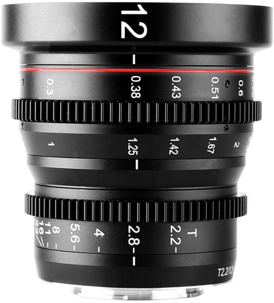 Meike 12mm T2.2 Manual Focus Wide Angle Fixed Prime Cinema Lens for M43 Micro Four Thirds MFT Mount Cameras and Cinema Camera BMPCC