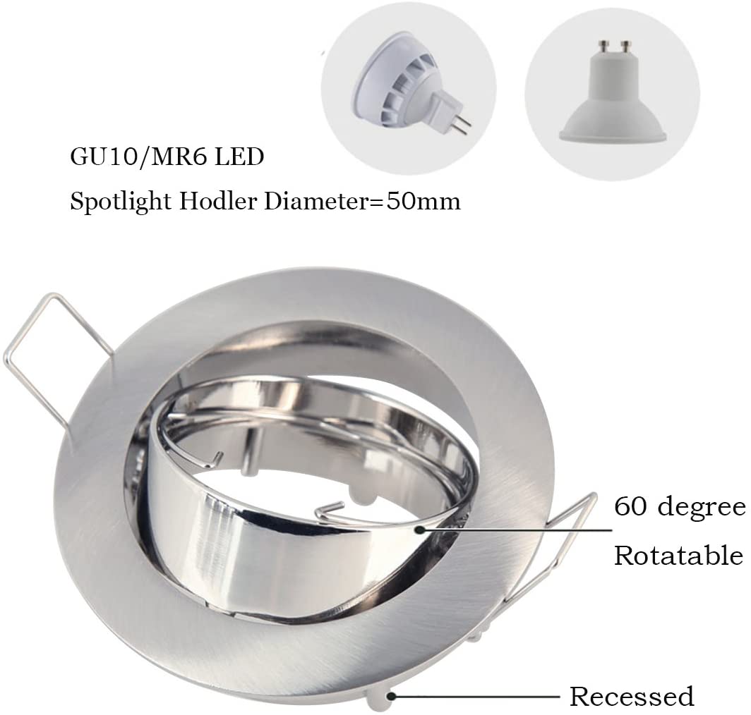 BlueXP 6 Pack Round GU10 LED Recessed Spotlights Trim Rings Fitting