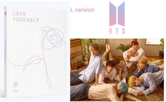 BTS Love Yourself Her (L version) Album Bangtan Boys CD+Poster+Photobook+Photocard+Mini Book+Sticker Pack+Gift (Extra 6 Photocards and 1 Double-Sided Photocard Set)