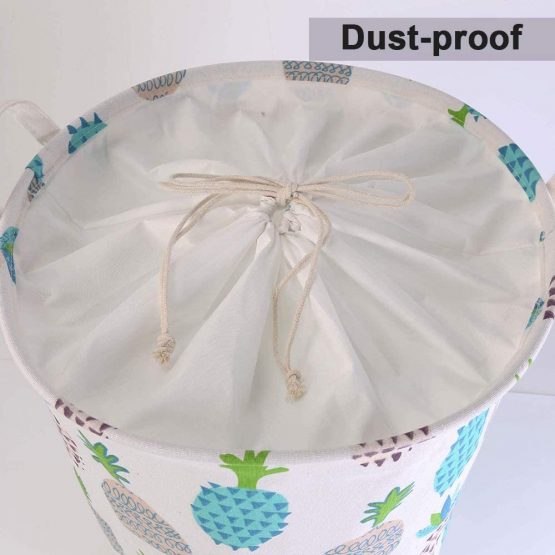 Drawstring Waterproof Closure for Dust-proof LessMo 2 Pcs 17.7 Laundry Basket for Room Foldable Laundry Basket Storage Sorter Large Cotton and Linen Fabric 