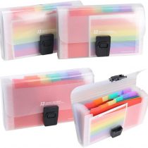 4 Pack Expanding File Folder, AILANDA A6 13 Pockets Rainbow Document Organiser A6 Accordion Folder Receipt Organiser Wallet Case with Labels Index for Bills Cards Coupons 17.7 x 10.5 x 2.5cm