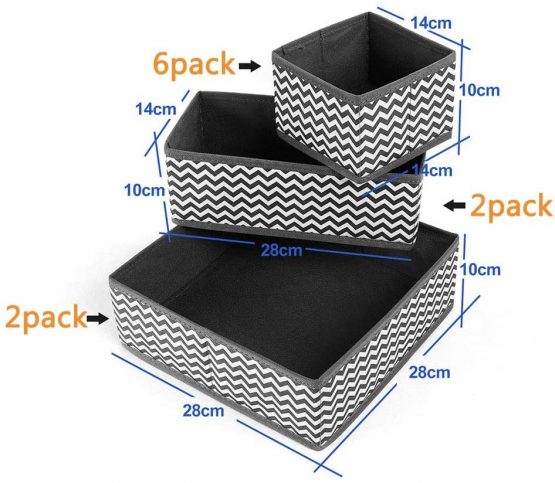 Evance Set of 10 Dresser Drawer Organiser, Fabric Wardrobe Organiser for Cupboard, Drawer Insert, Foldable Fabric Storage Bins,Box Containers for Socks, Bras, Underwear, Scarves, Ties (10 Set) - Image 2