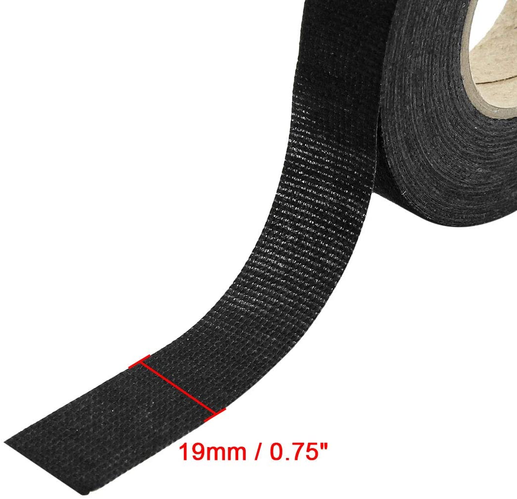 X AUTOHAUX Black Adhesive Cloth Fabric Car Wire Harness Looms Tape 19mm x 15m, 18 x 15 x 2 cm - Image 2
