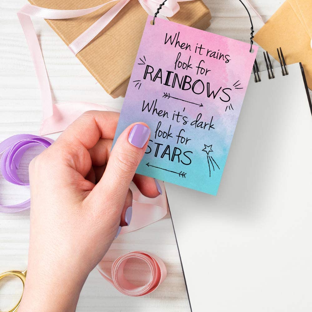 Dorothy Spring When It Rains Look For Rainbows When it's Dark Look For Stars Inspirational Quote Metal Small Plaque Sign Inspirational Gift For Friend Size 4x3 inch - Image 4