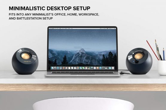 Creative Pebble V2 - Minimalistic 2.0 USB-C Powered Desktop Speakers, 3.5 mm AUX-in, Up to 8W RMS Power for Computers and Laptops, Type-A Adapter Included and Extended Cable (Black) - Image 3