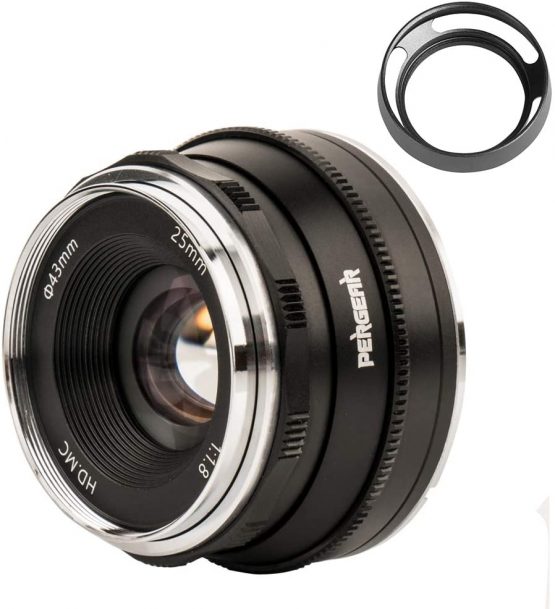 Pergear 25mm F1.8 Manual Focus Fixed Lens for Fujifilm Fuji Cameras X-A1 X-A10 X-A2 X-A3 A-at X-M1 XM2 X-T1 X-T3 X-T10 X-T2 X-T20 X-T30 X-Pro1 X-Pro2 X-E1 X-E2 E-E2s X-E3 (Black)