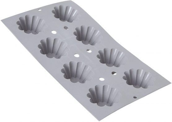 De Buyer 1845.01 Elastomoule Silicone Baking Mould - 8 Small Brioches, 9.5 cl Capacity, 8 cm Diameter
