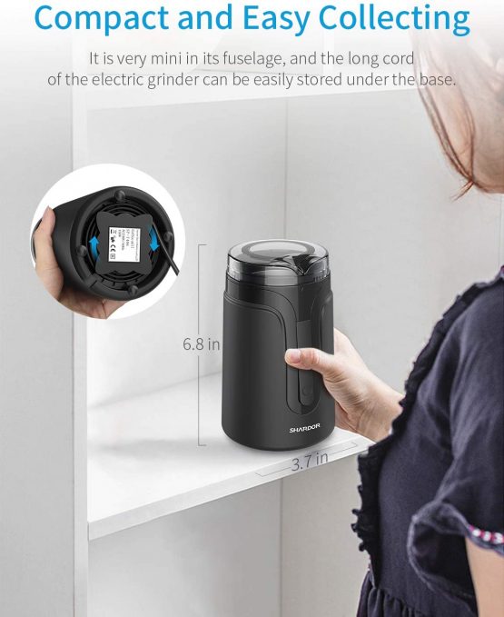 SHARDOR Coffee Grinder Electric, 70g Large Grinding Capacity Spice and Coffee Bean Grinder, Grinder for Grains and Herbs with Stainless Steel Bowl - Image 3
