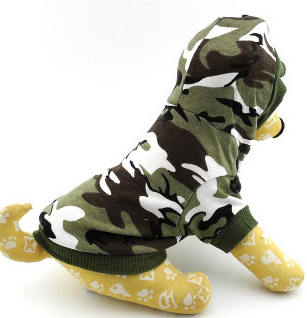 SMALLLEE_LUCKY_STORE Small Dog Camo Hoodie Shirt Chihuahua Clothes for Boys Puppy Tee Shirt for Cat Yorkshire Toy Poodle Green S - Image 4