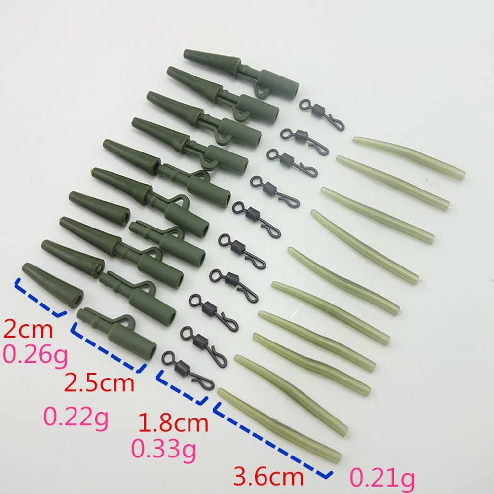 Carp Fishing Lead Clips & Tail Rubbers Kit - 40pcs End Tackle Set including Anti-Tangle Sleeves and Quick Change Swivels for Anglers - Image 2
