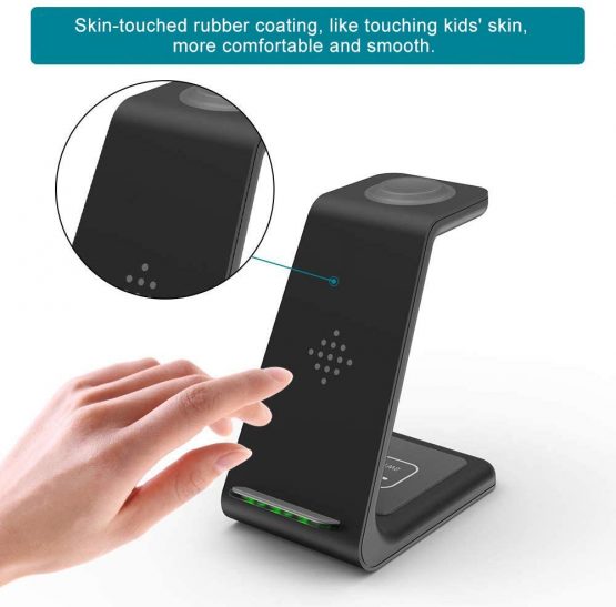GEEKERA Wireless Charger, 3 in 1 Wireless Charging Stand Dock for iPhone 13/13 Pro Max/12/12 Pro Max/11/11 Pro Max/XS Max/XR/X/8 Plus/AirPods Pro/3/2/Apple Watch 7/6/5/4/3/2/SE, Temperature Control - Image 3
