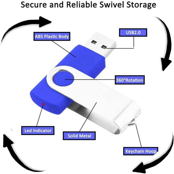 EASTBULL 4GB Memory Stick 50 Pack USB 2.0 Flash Drives Bulk USB Sticks Swivel Thumb Drive Pen Drive (4GB 10-Multicolor) - Image 4
