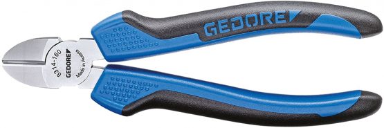 GEDORE Side cutter for medium hard wire to 1.6 mm dia., Swedish pattern, Non-slip grips, Hardened, Length 160 mm, 8314-160 JC