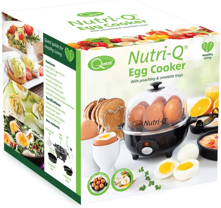 Quest NutriQ 31729 MultiFunctional Egg Cooker, Poacher & Omelette Maker / Boil Up To 7 Eggs At